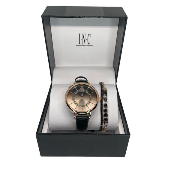 Gold Tone Crystal Bracelet Watch Ombre Dial (3 Piece Set) Chic Gifts For Her NEW main image 11